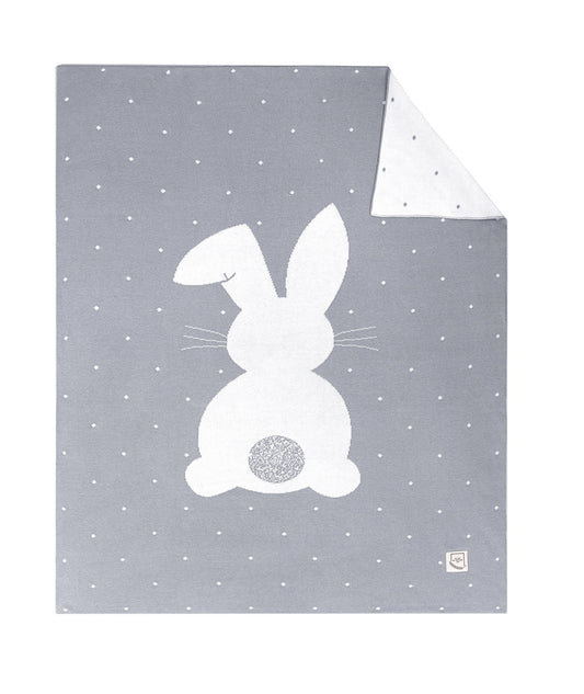 Knitted Rabbit Patterned Baby Blanket - 80 x 100cm