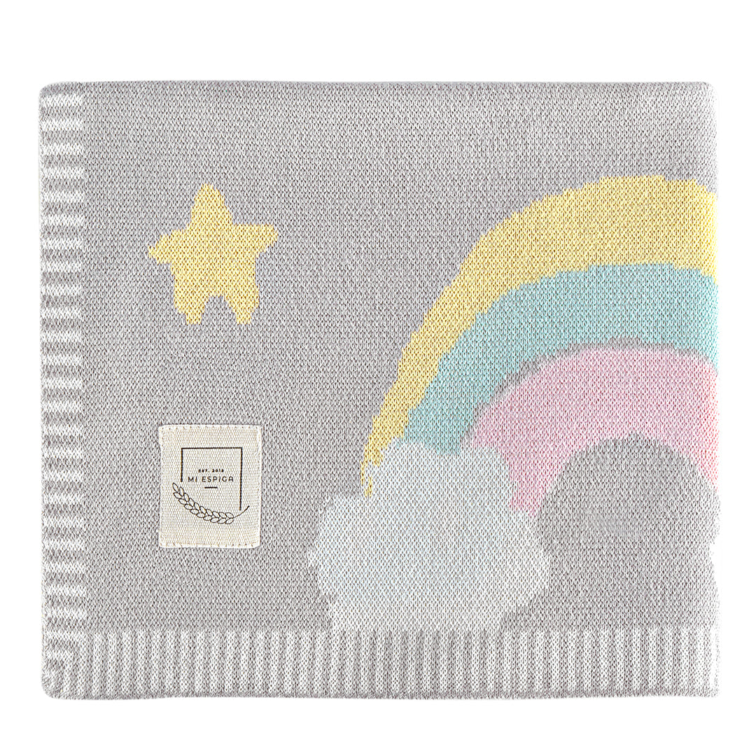 Organic Cotton Knitwear Colorful Baby Blanket Rainbow