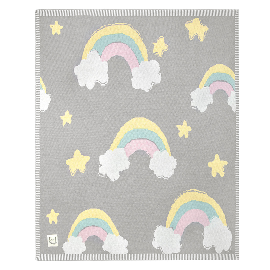 Organic Cotton Knitwear Colorful Baby Blanket Rainbow