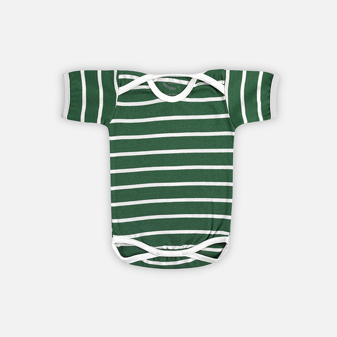 Striped Short Sleeve Bodysuit - 3 Piece