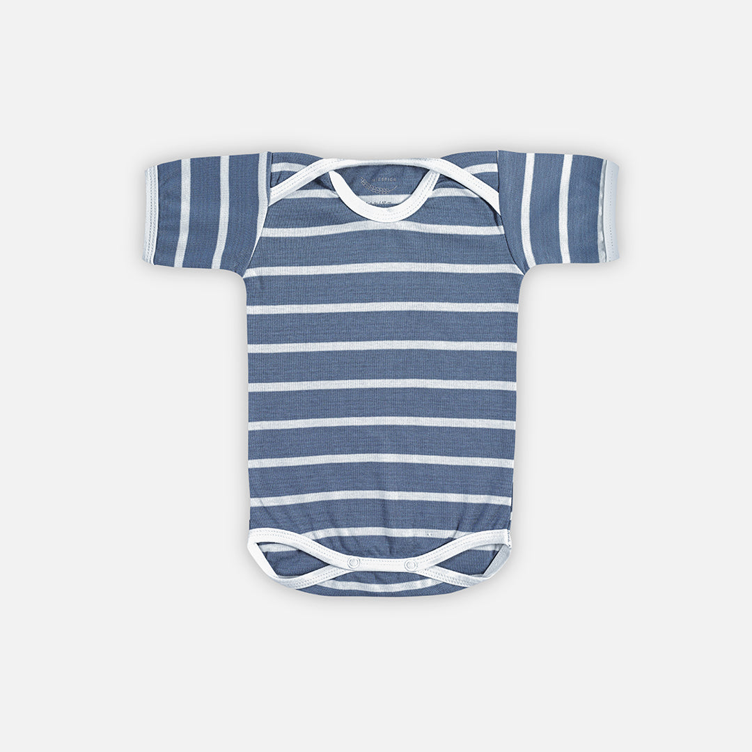 Striped Short Sleeve Bodysuit - 3 Piece