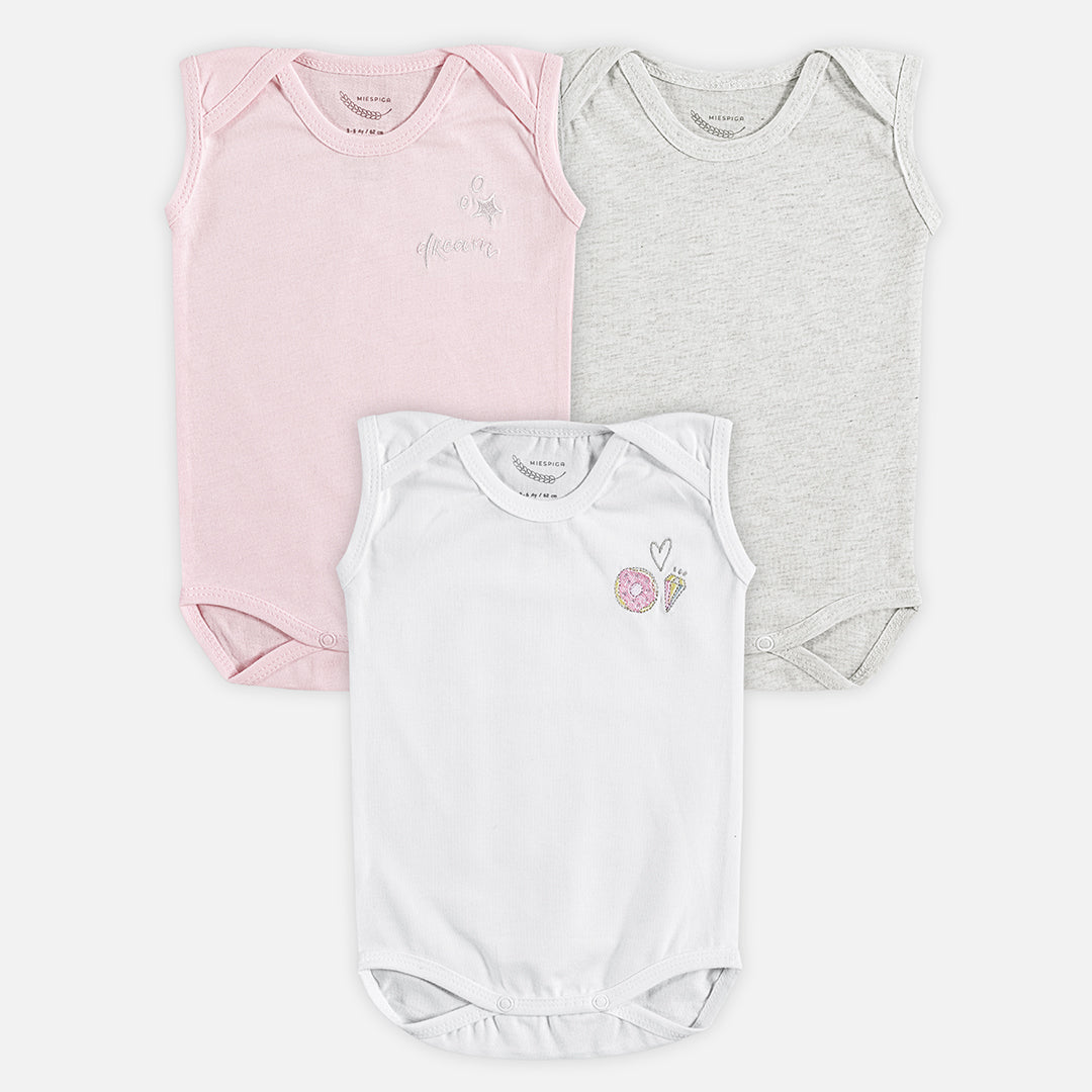 Sweet Dream Sleeveless Bodysuit - Set of 3