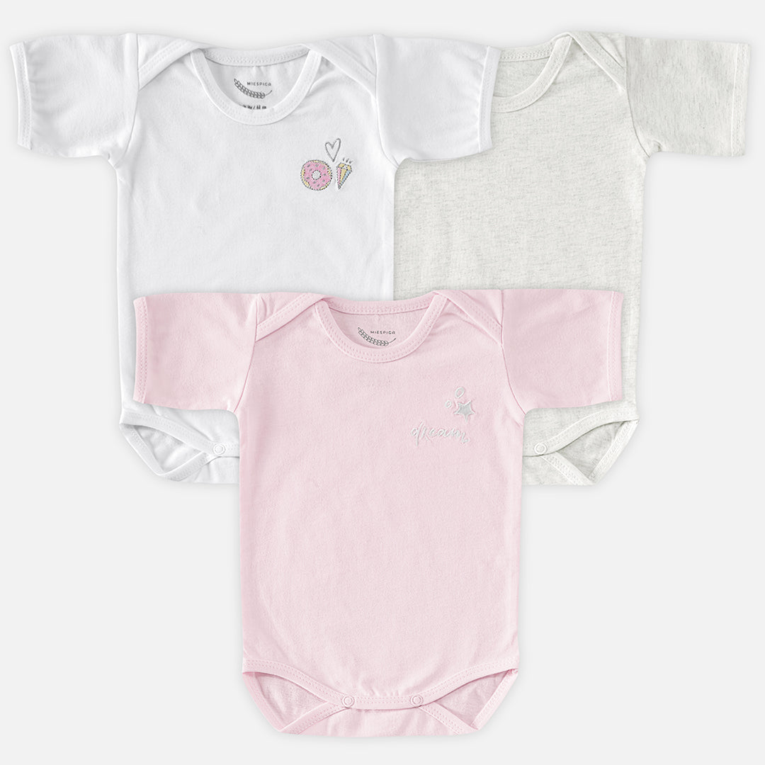 Sweet Dream Short Sleeve Bodysuit - Set of 3