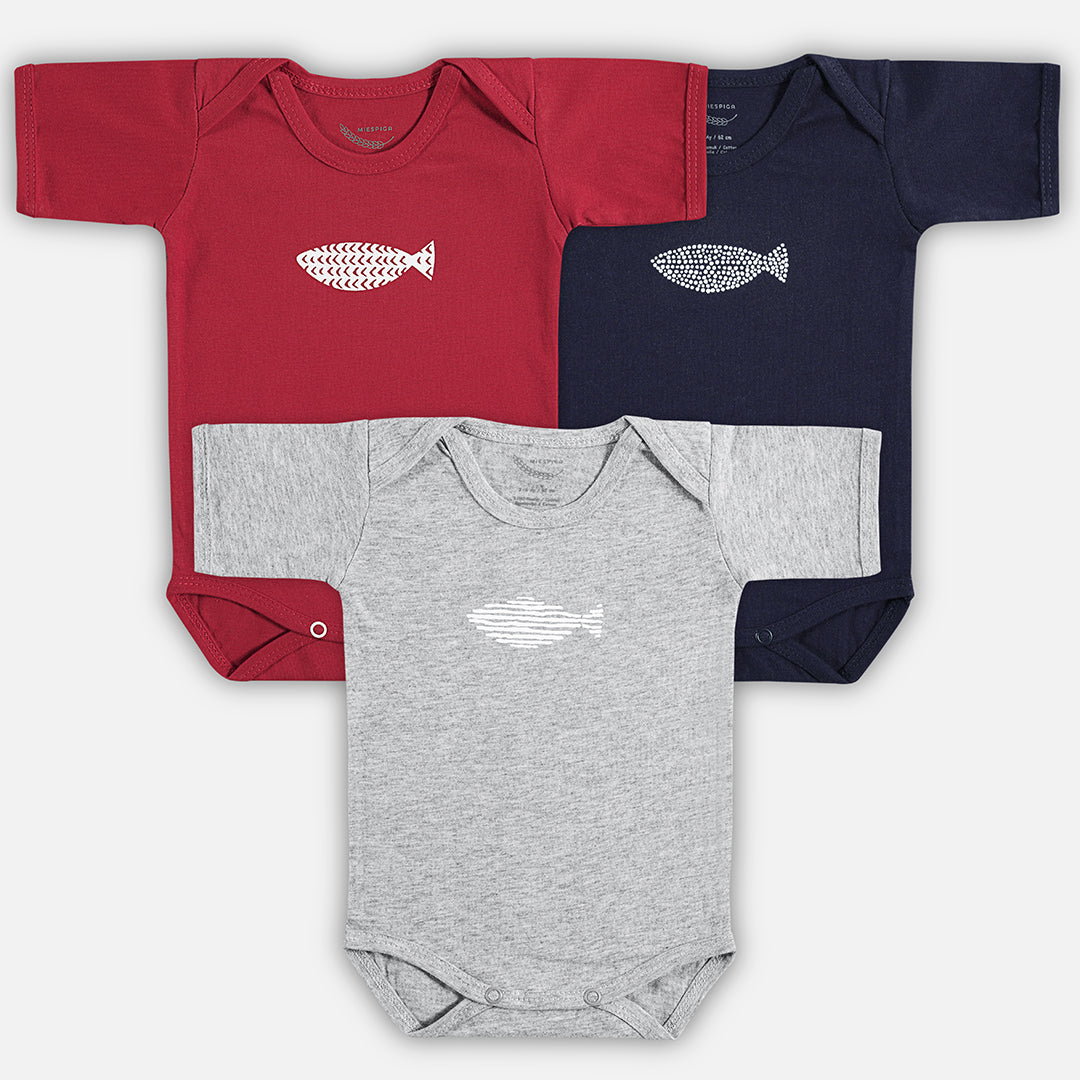 Fish Baby Short Sleeve Bodysuit - Set of 3