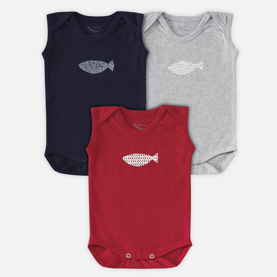 Fish Baby Sleeveless Bodysuit - Set of 3