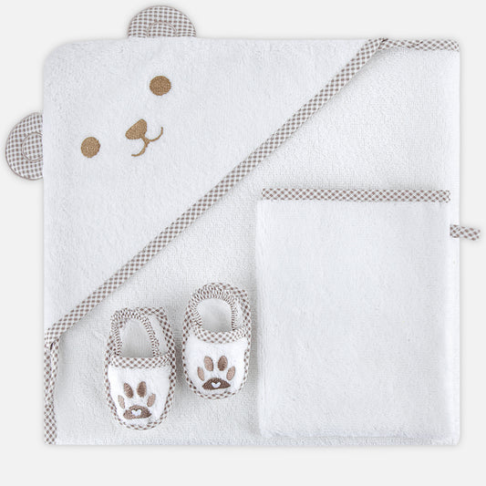 Baby Towel Swaddle Pouch Set Little Bear - 3 piece