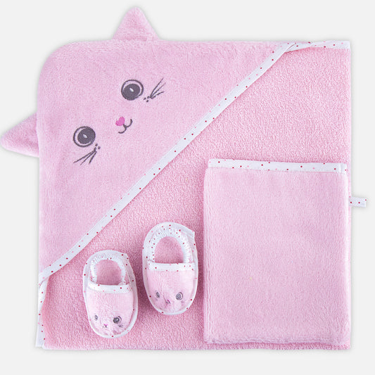 Baby Towel Swaddle Pouch Set Kitty - 3 piece