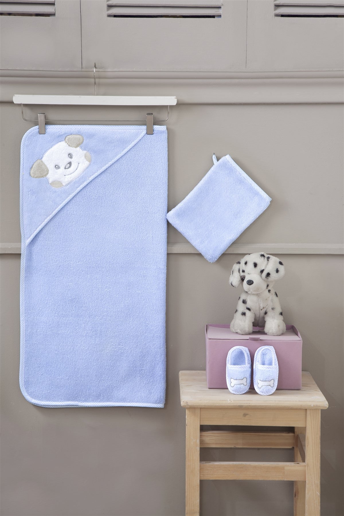 Baby Towel Swaddle Pouch Set Puppy - 3 piece