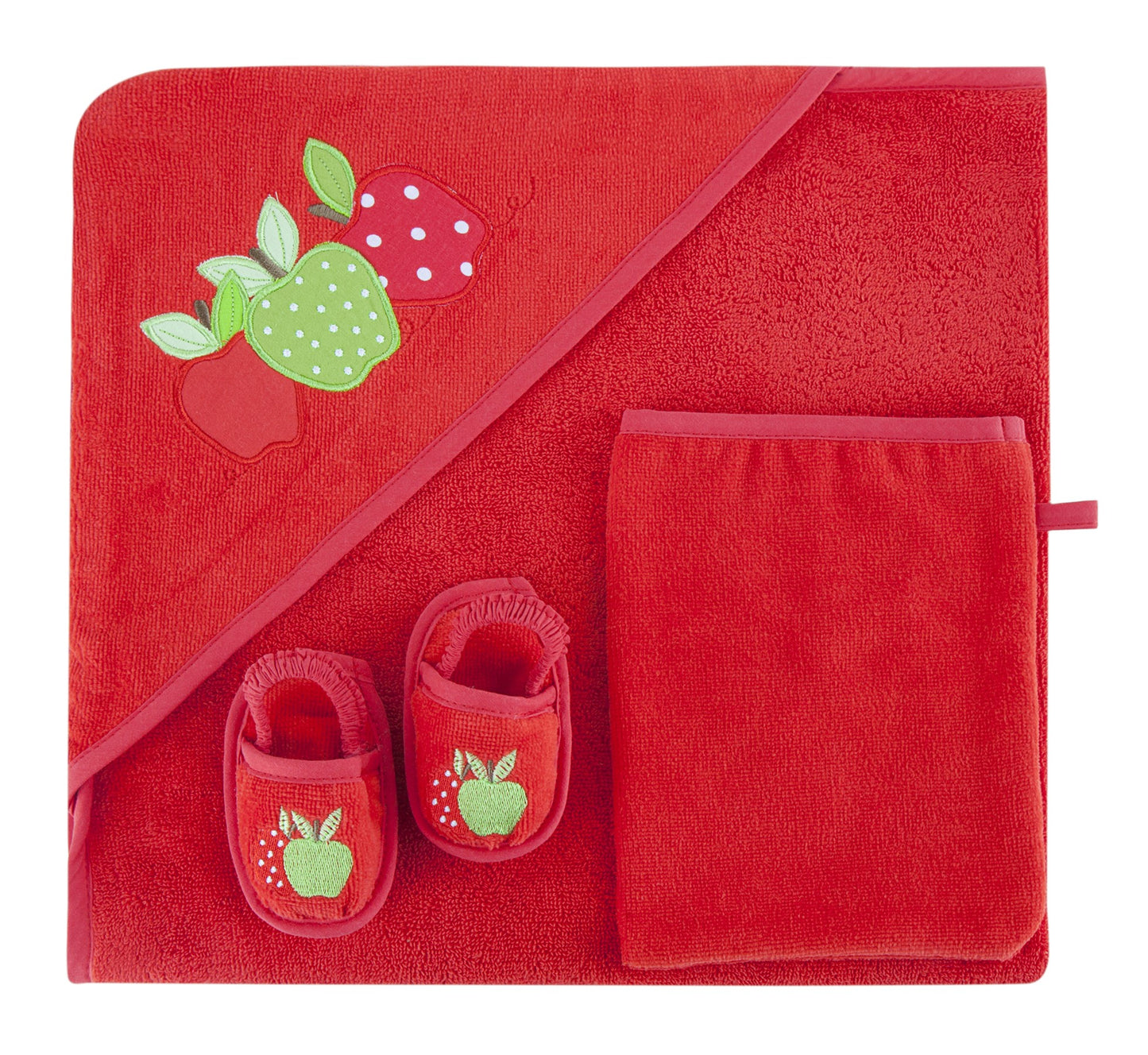 Baby Towel Swaddle Pouch Set Apple - 3 piece