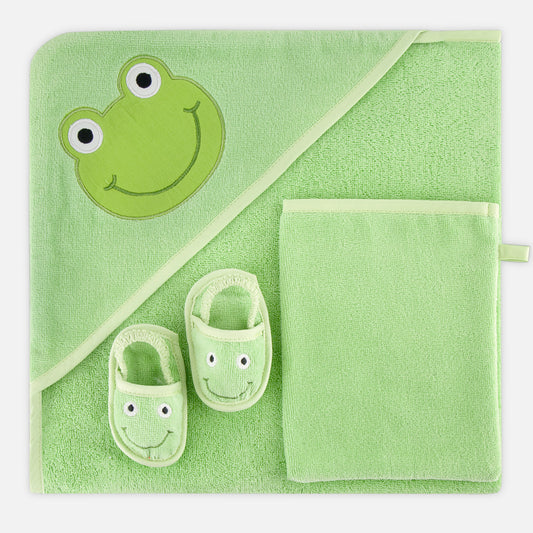 Baby Towel Swaddle Pouch Set Frog - 3 piece