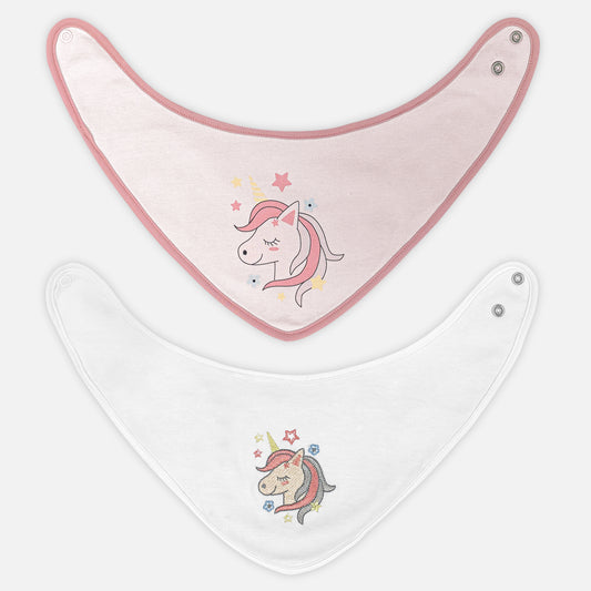 Unicorn Printed Triangle Bib - 2 piece