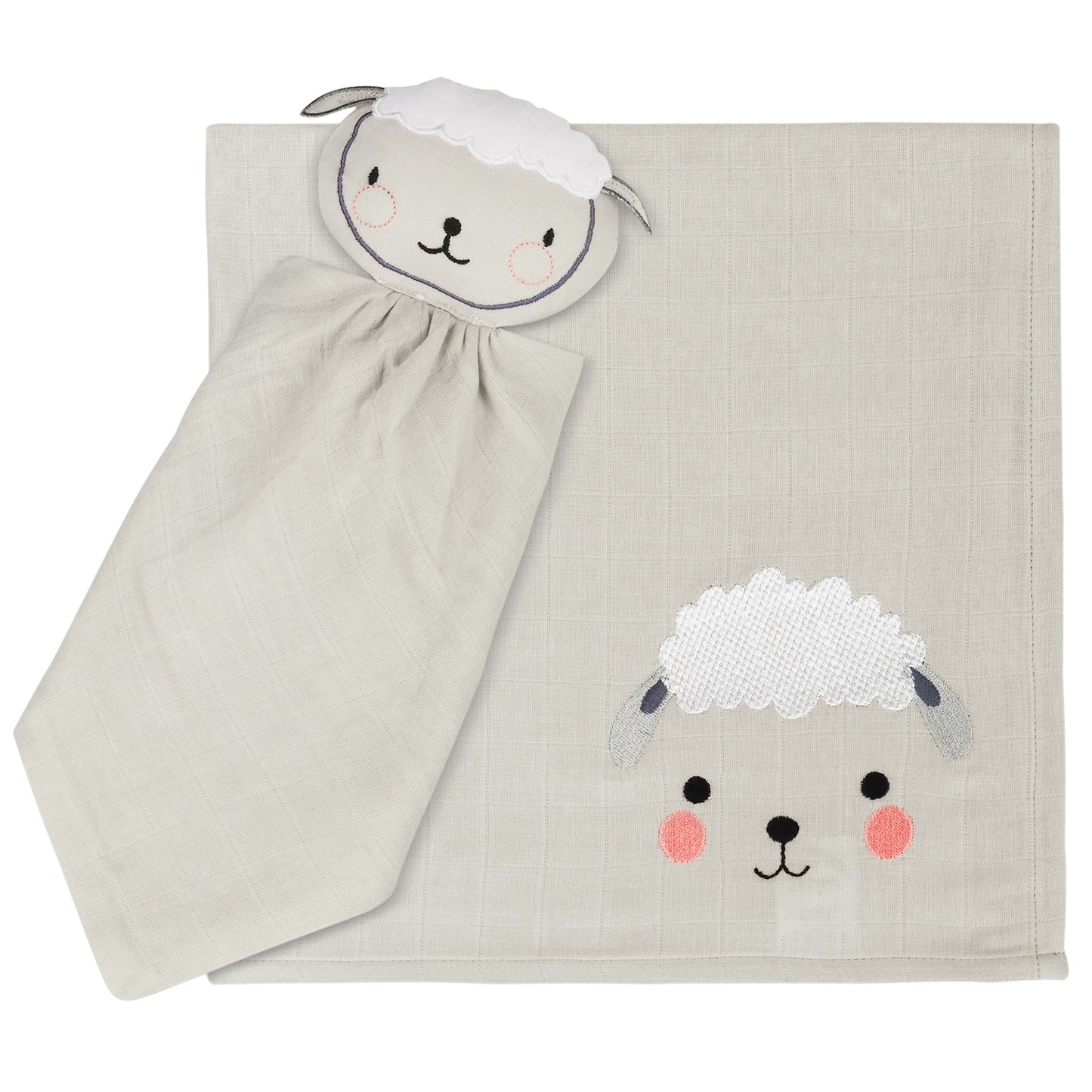 Lamb Printed Sleeping Companion + Muslin Set - 2 piece