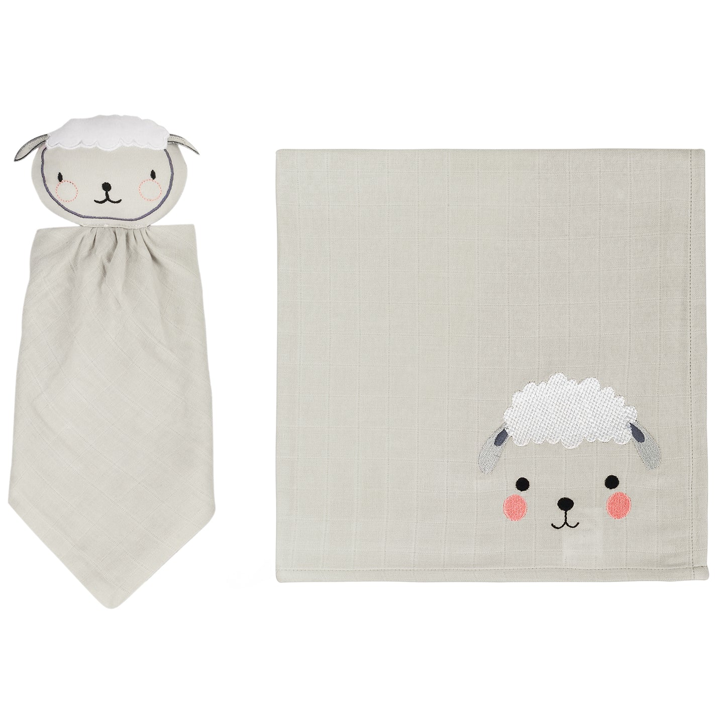 Lamb Printed Sleeping Companion + Muslin Set - 2 piece